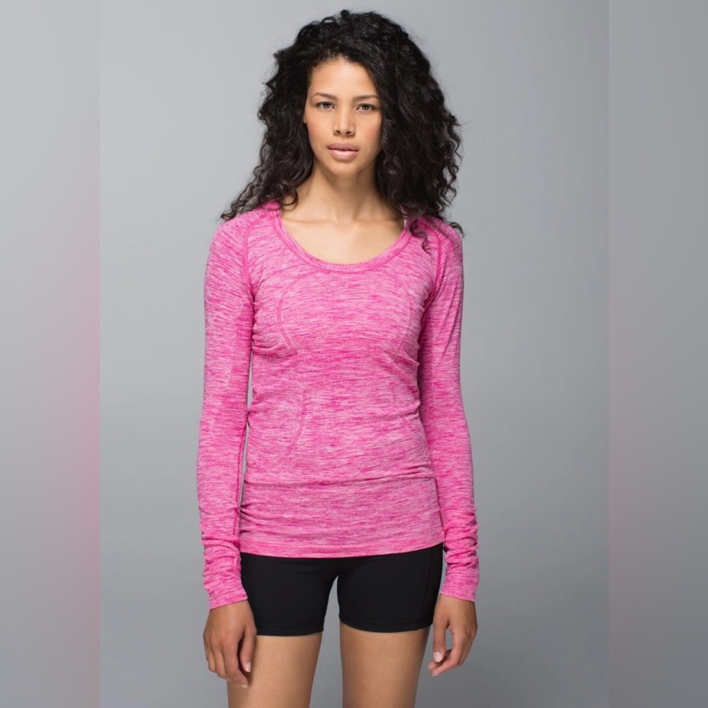 Lululemon🍋 Swiftly Tech Long Sleeve Heathered Jewelled Magenta Size 8.